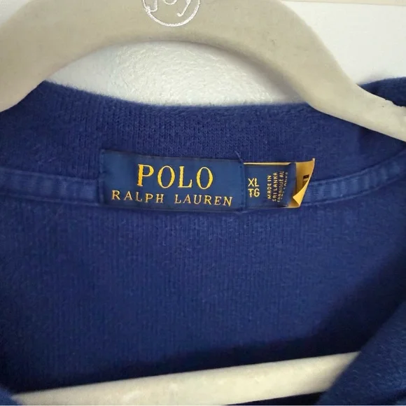 Polo Ralph Lauren Pullover Sweater Men's XL Royal Blue Quarter Zip Logo Preppy - Picture 4 of 7